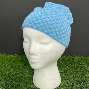 BULA Blue/Grey check Beanie. One size.